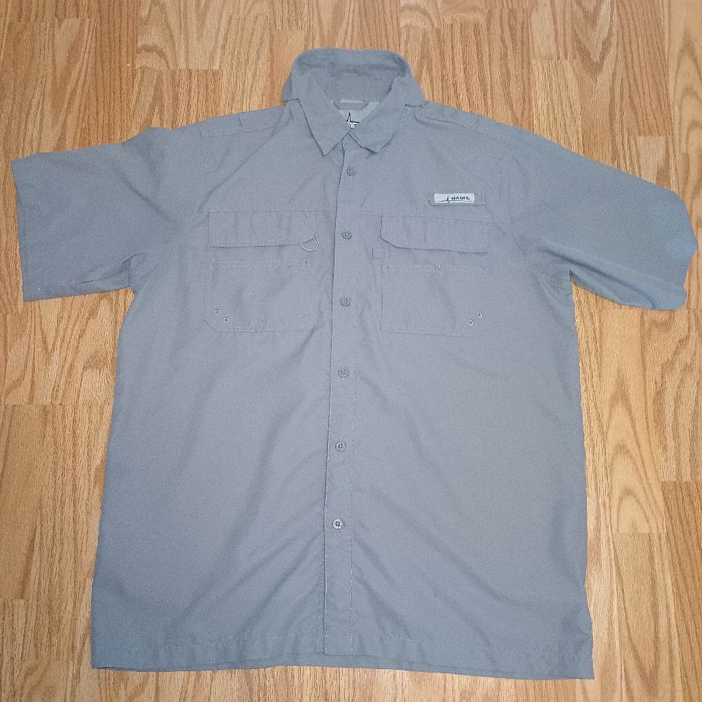 Habit Brand Vented Solar Protection Fishing Shirt Gray Mens L